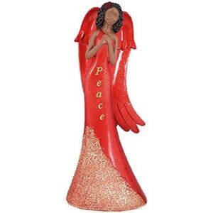 Ebony Treasures Peace Angel in Red Figurine